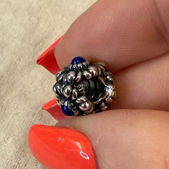 Retired Pandora Birthday Blooms September Sapphire Birthstone Charm - Picture 4 of 5